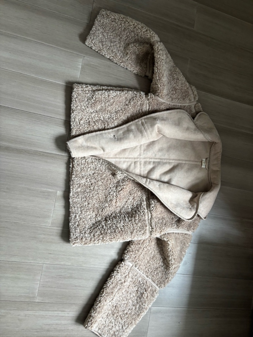 a.n.a Light Beige Plush Sherpa Jacket